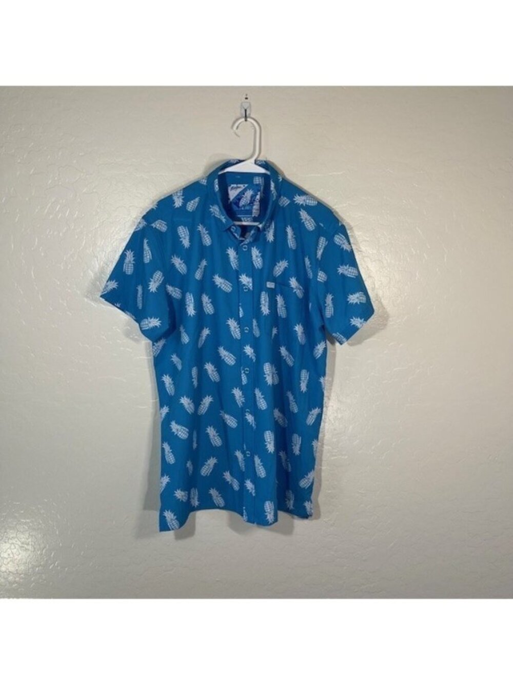 Retro Rifle Shirt Mens Large Pineapple Painkiller Grenade Hawaiian Stretch